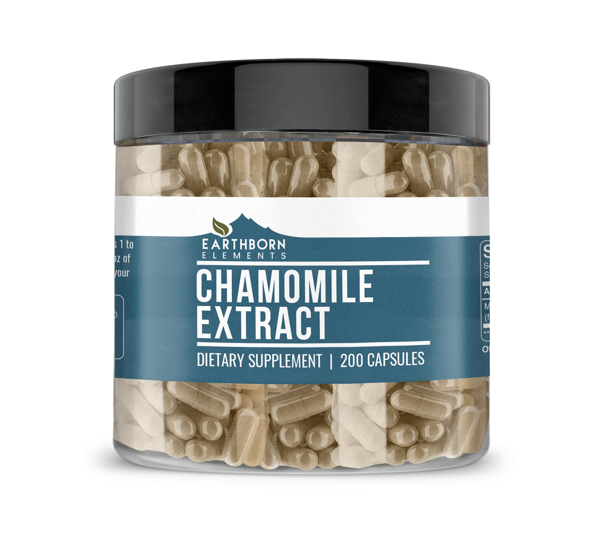 Bottle of Earthborn Elements Chamomile Extract 200 Capsules with label visible