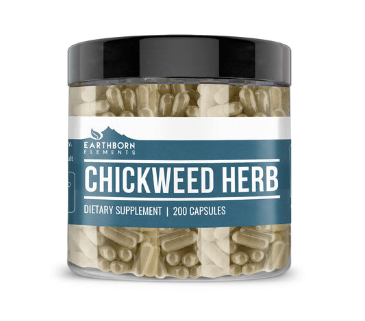 Earthborn Elements Chickweed Herb Capsules bottle front - 200 capsules