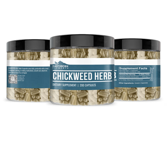Chickweed herb capsules bottle side view