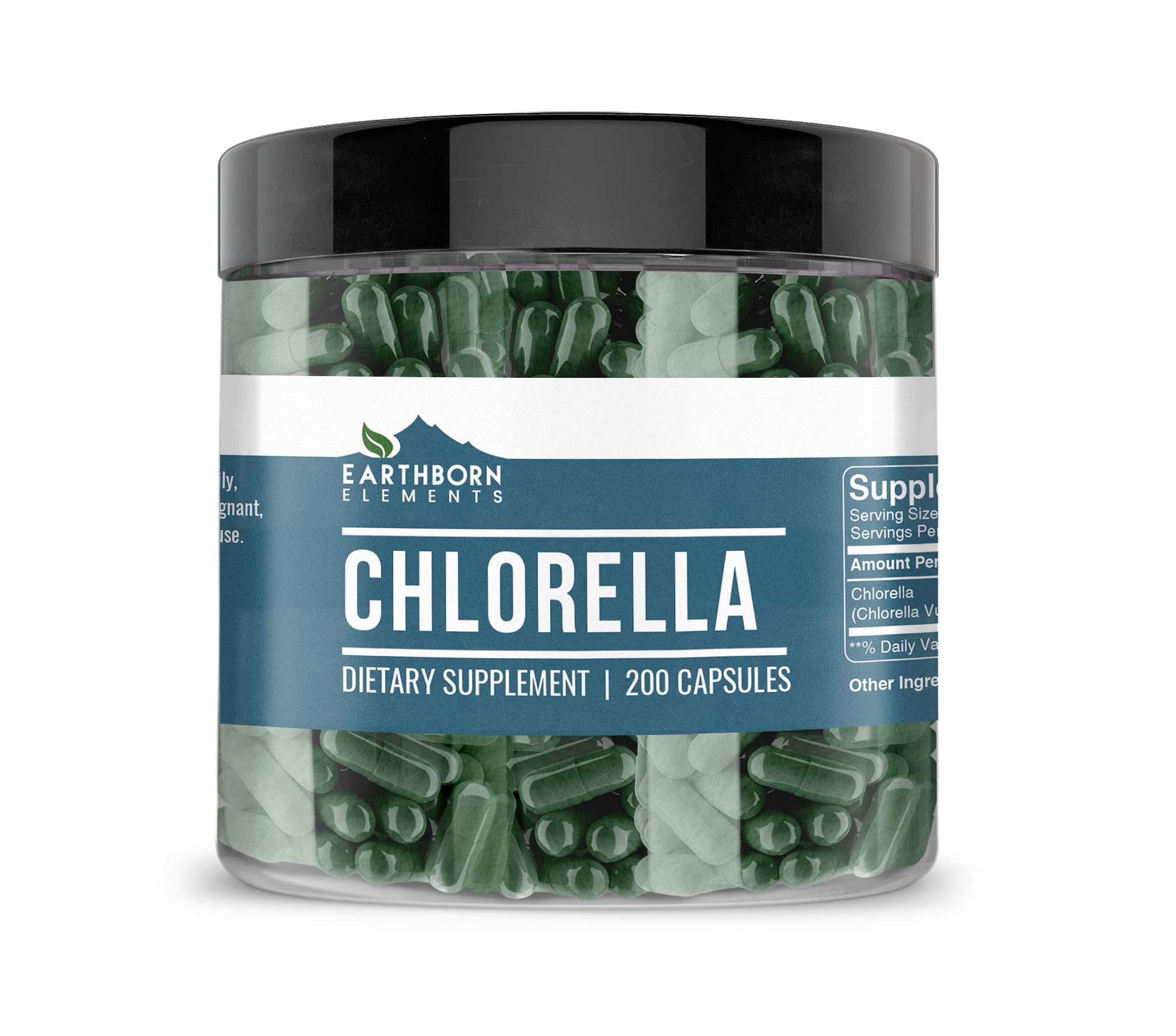 Earthborn Elements Chlorella 200 Capsules bottle front view