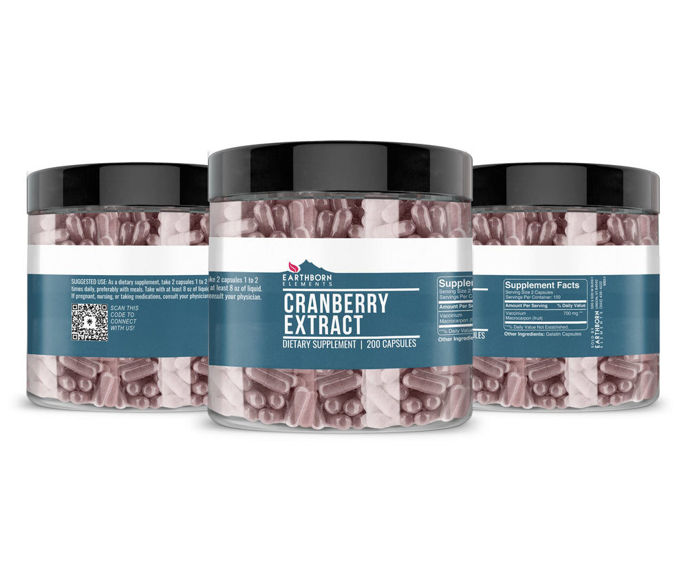 Cranberry extract capsules close-up