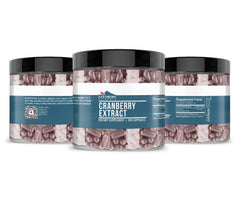 Cranberry extract capsules close-up
