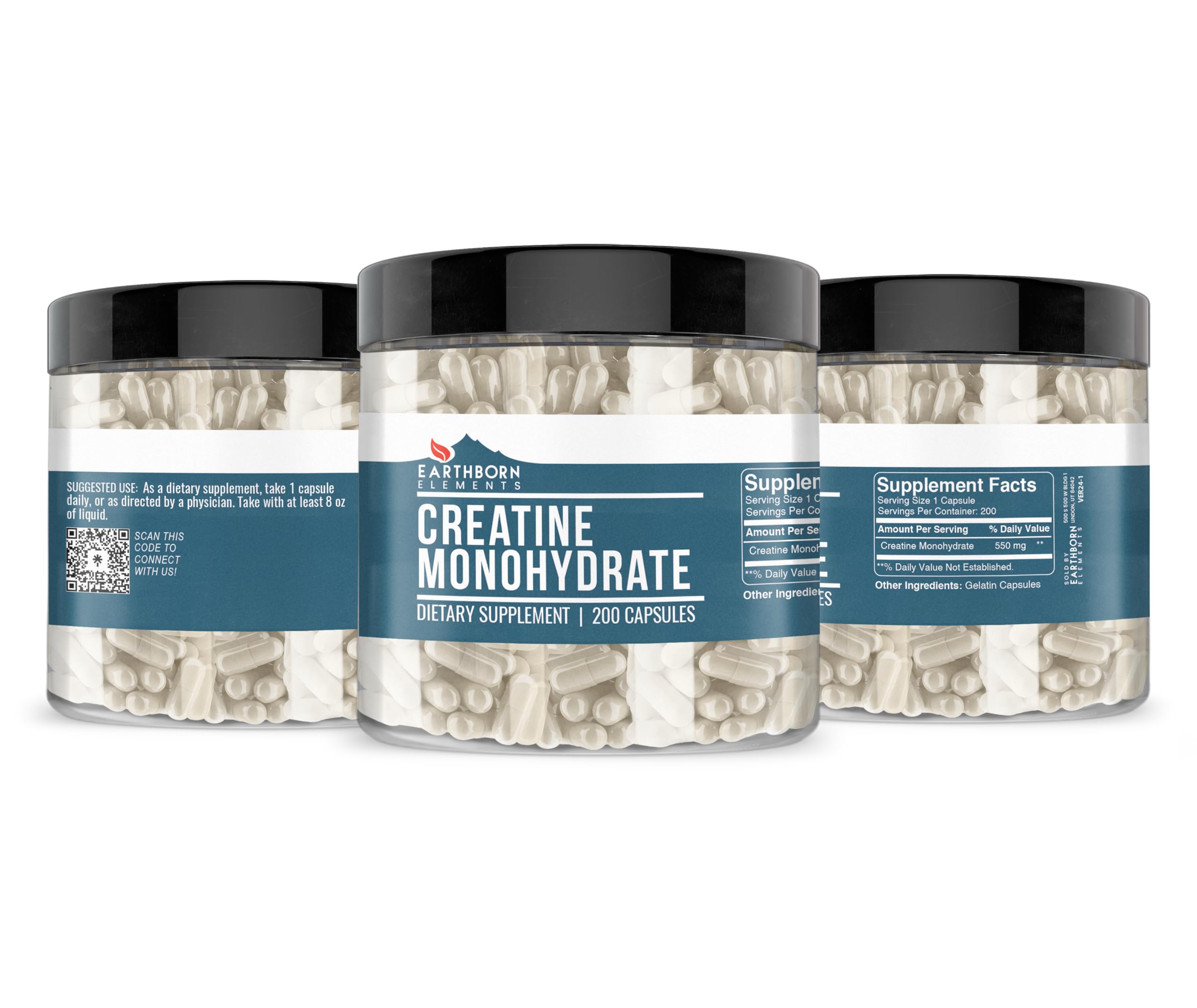 Supplement facts panel for Creatine Monohydrate