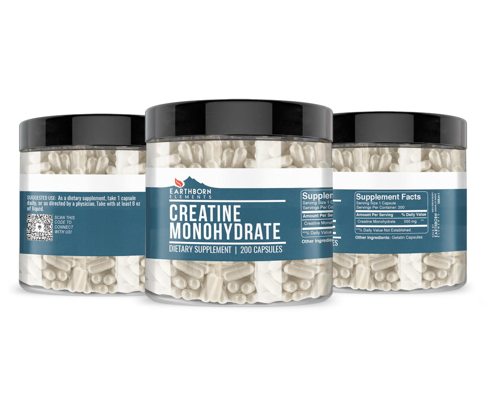 Supplement facts panel for Creatine Monohydrate
