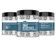 DMAE Bitartrate label close-up on bottle