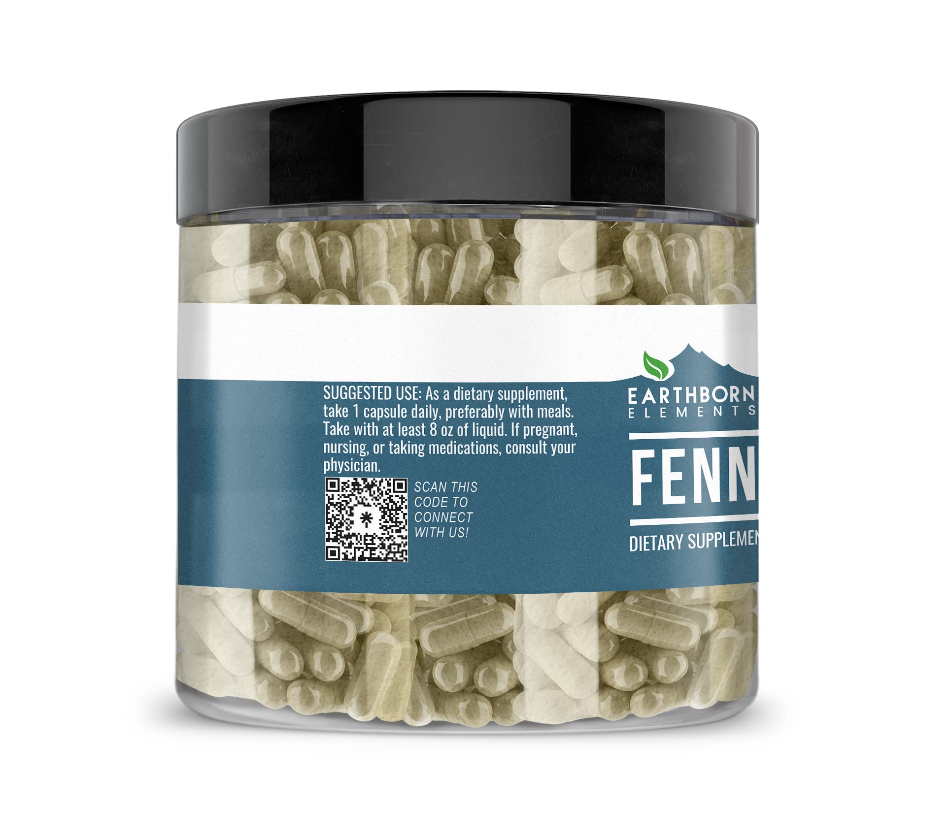 Close-up of fennel seed capsules next to bottle