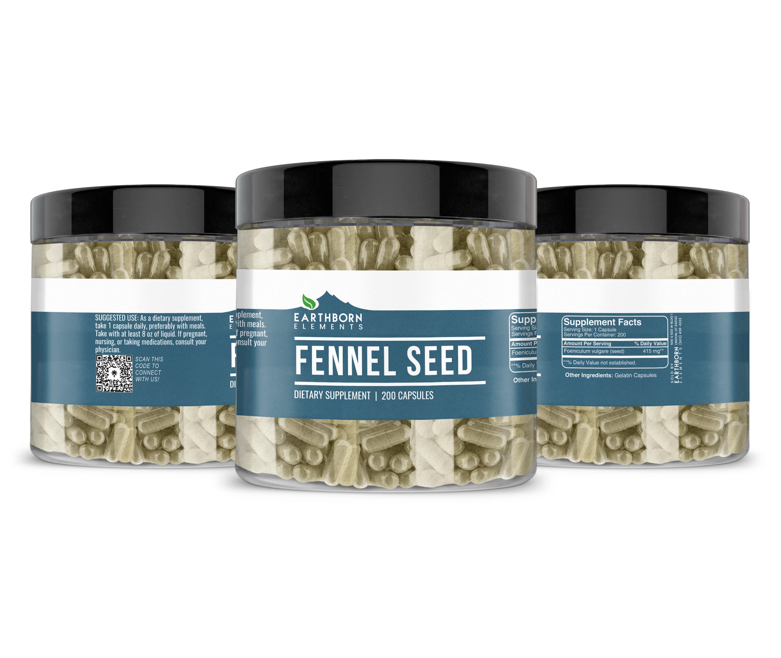 Capsules arranged with fennel leaves as background