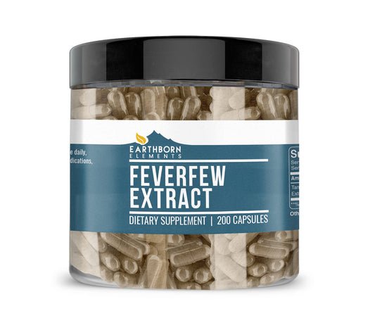 Bottle of Earthborn Elements Feverfew Extract 200 Capsules