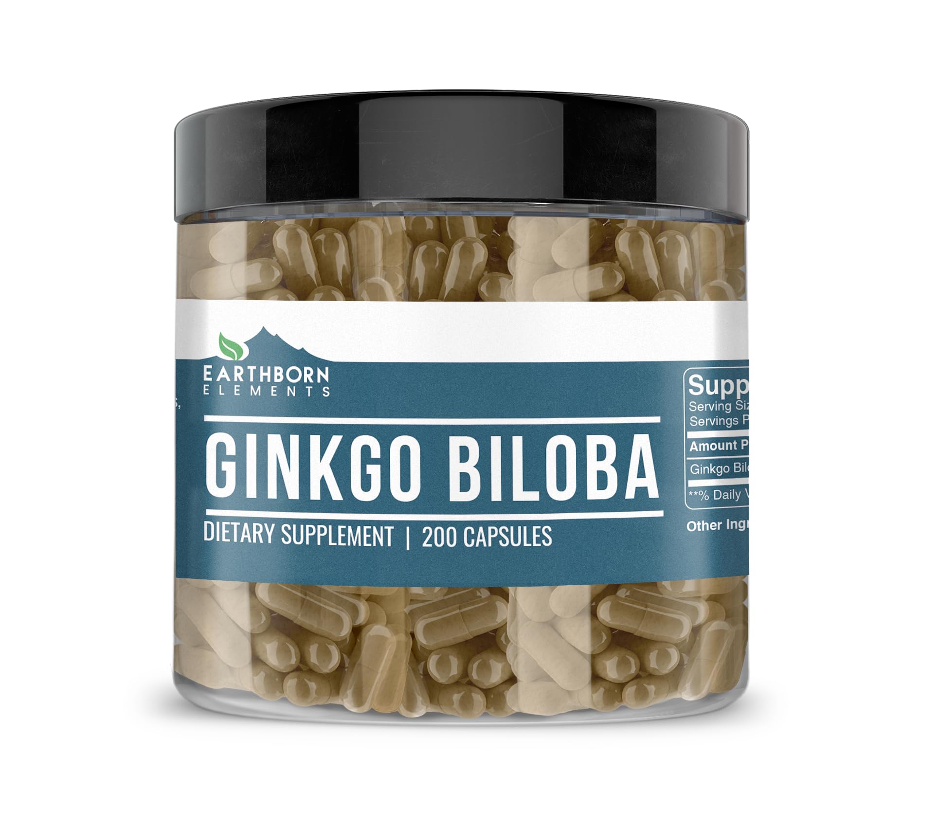 Earthborn Elements Ginkgo Biloba 200 Capsules bottle label