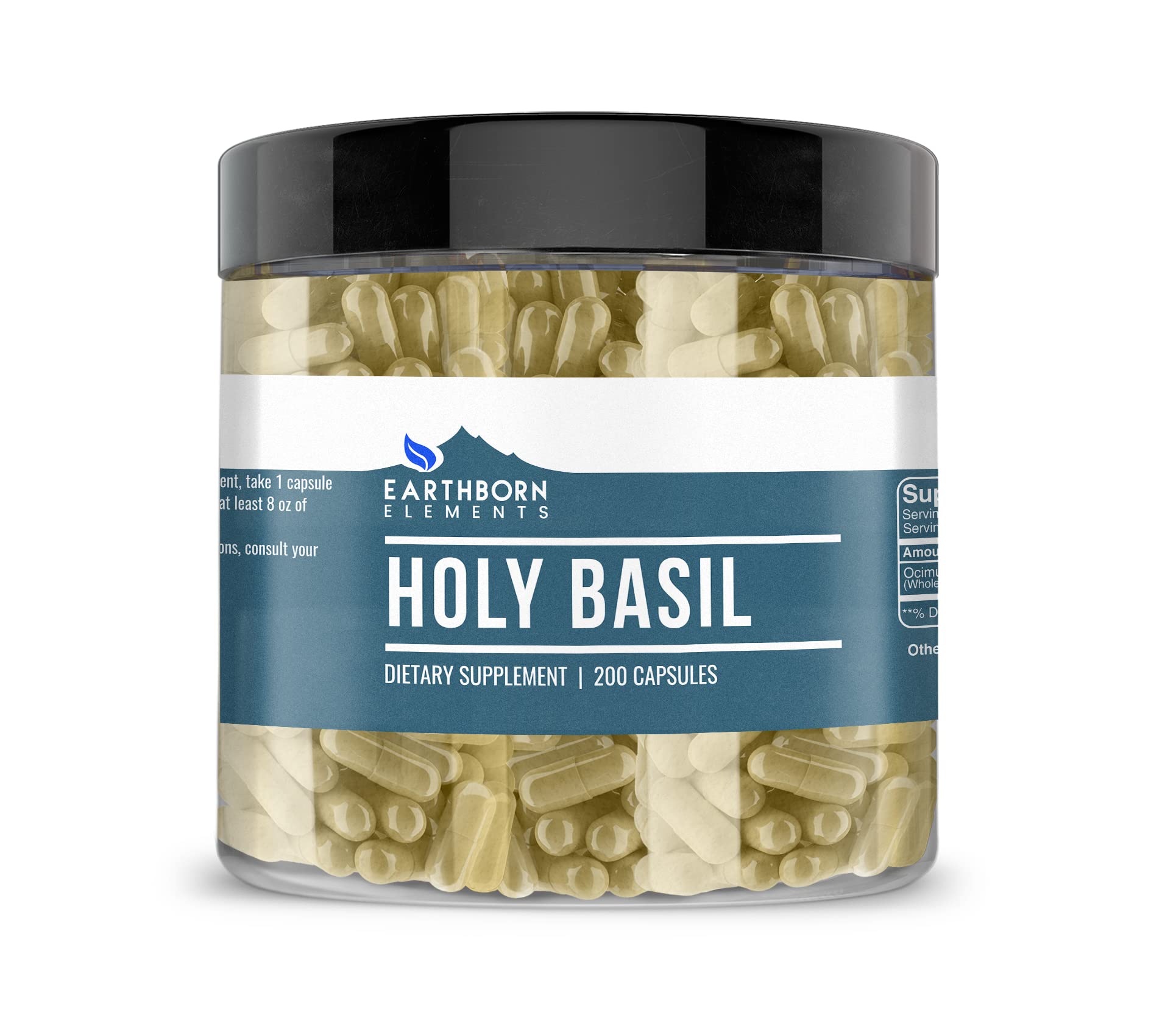 Bottle of Earthborn Elements Holy Basil capsules, 200-count