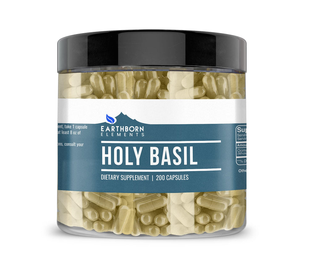 Bottle of Earthborn Elements Holy Basil capsules, 200-count