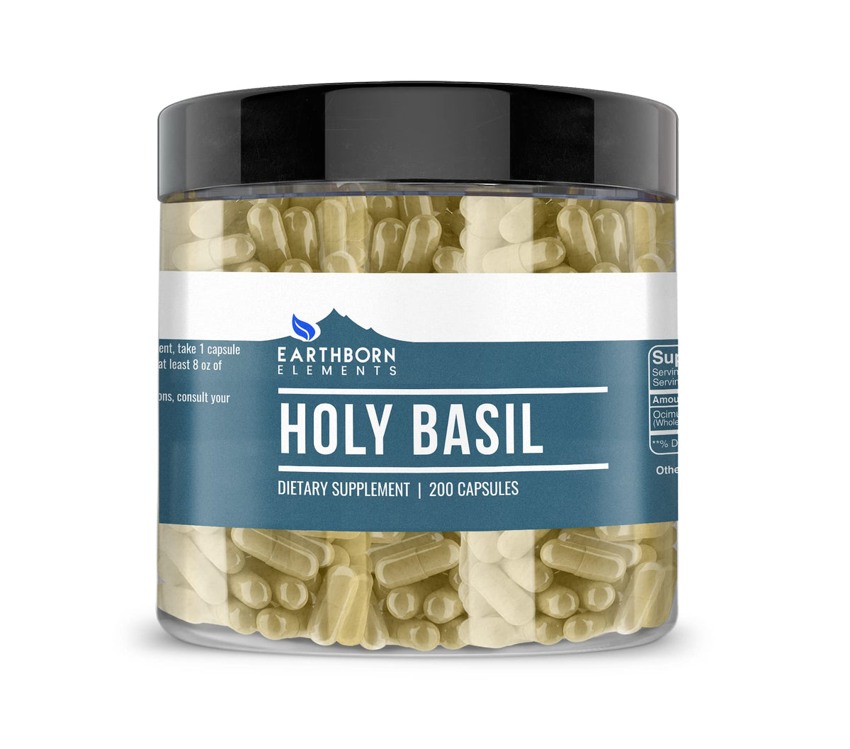 Bottle of Earthborn Elements Holy Basil capsules, 200-count