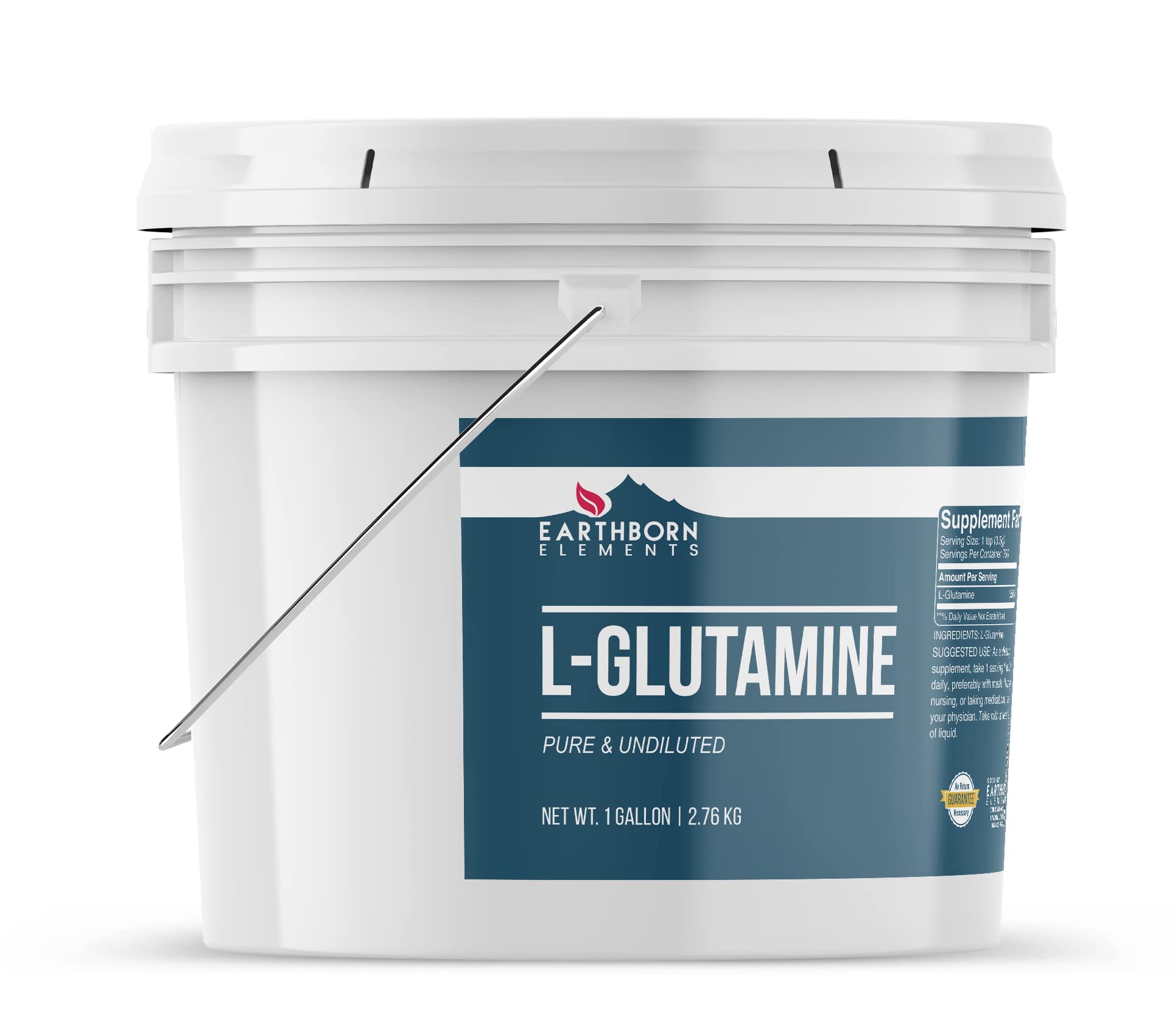 Front view of Earthborn Elements L-Glutamine bucket label