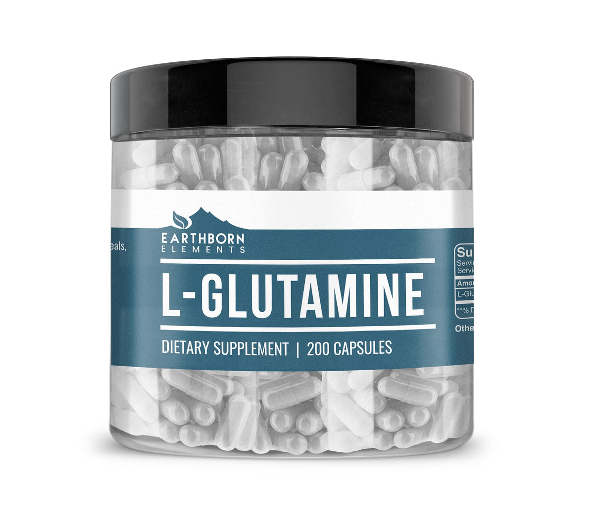 Earthborn Elements L-Glutamine 200 capsules bottle - front view