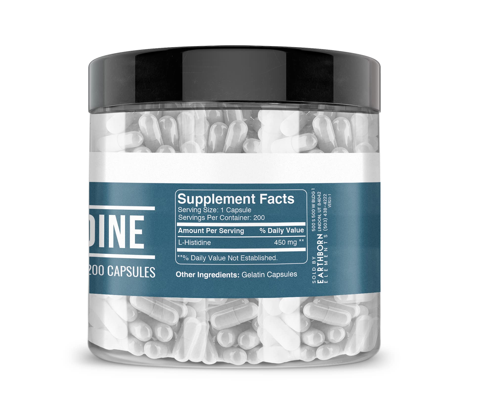 Nutrition label related graphic for L-Histidine supplement