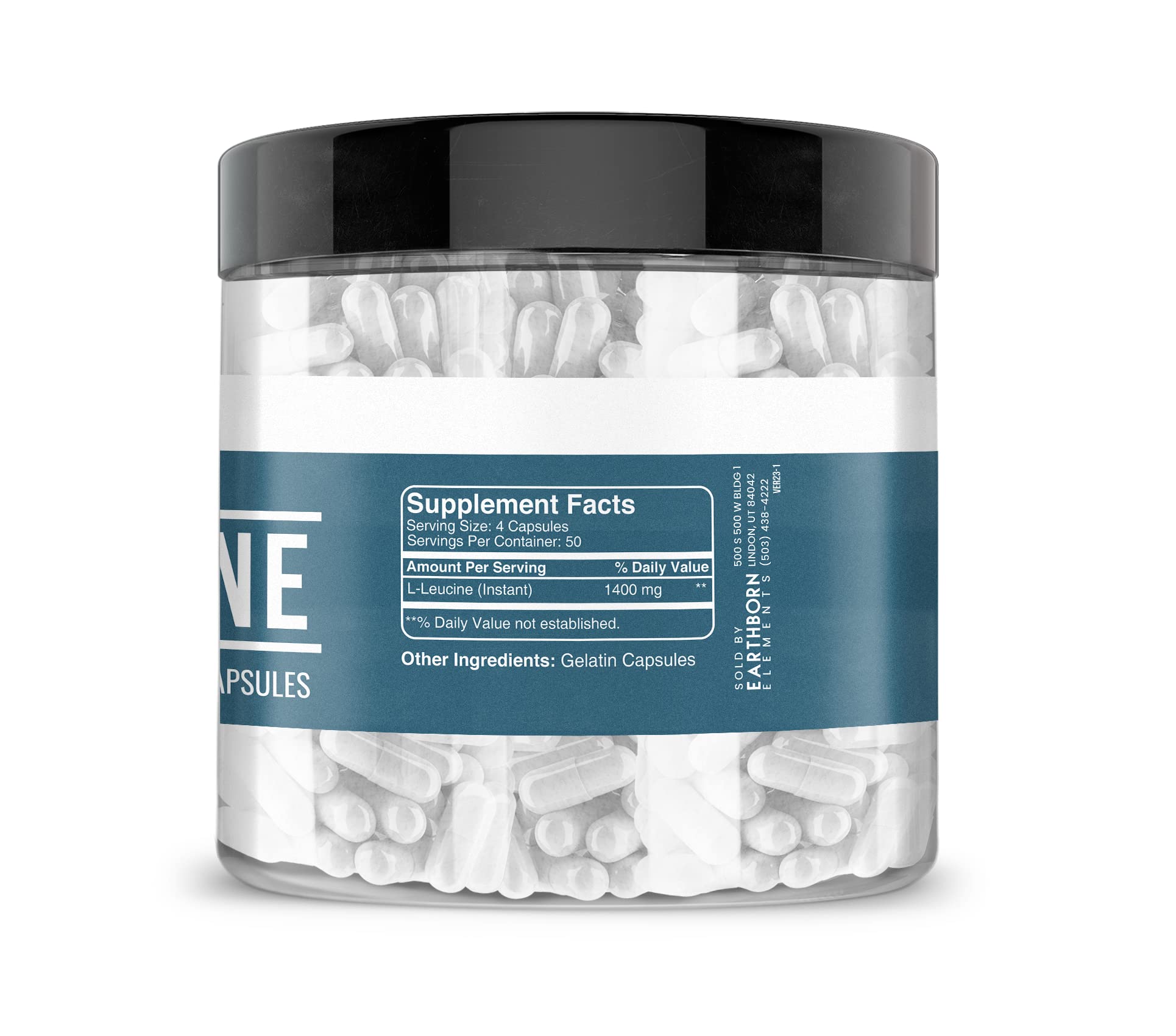 Earthborn Elements L-Leucine capsules arranged