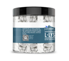 Close-up of Earthborn Elements L-Lysine HCL capsules