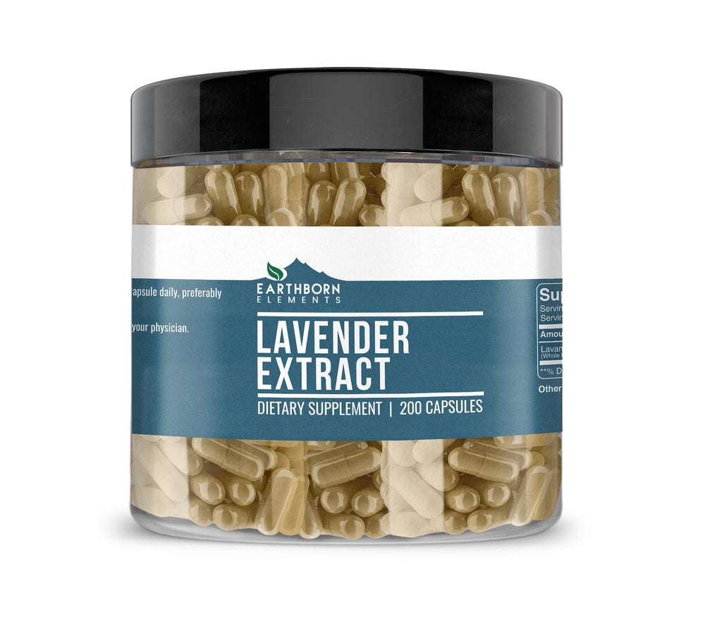 Earthborn Elements Lavender Extract Capsules bottle on white background