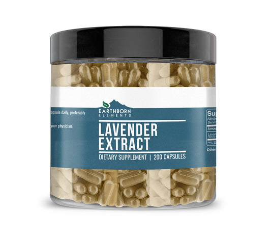 Earthborn Elements Lavender Extract Capsules bottle on white background