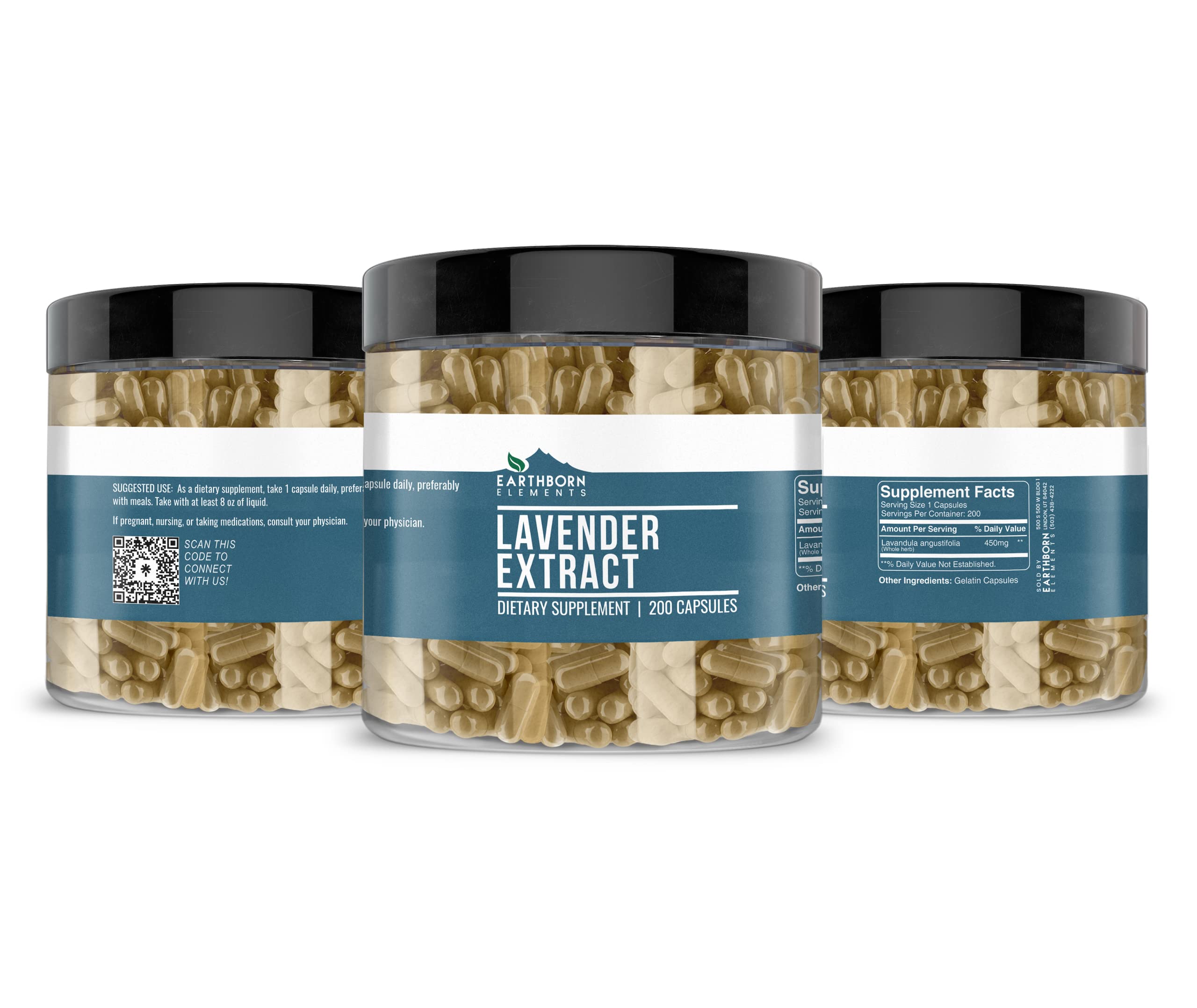 Graphic illustrating a 200-day supply of lavender extract capsules