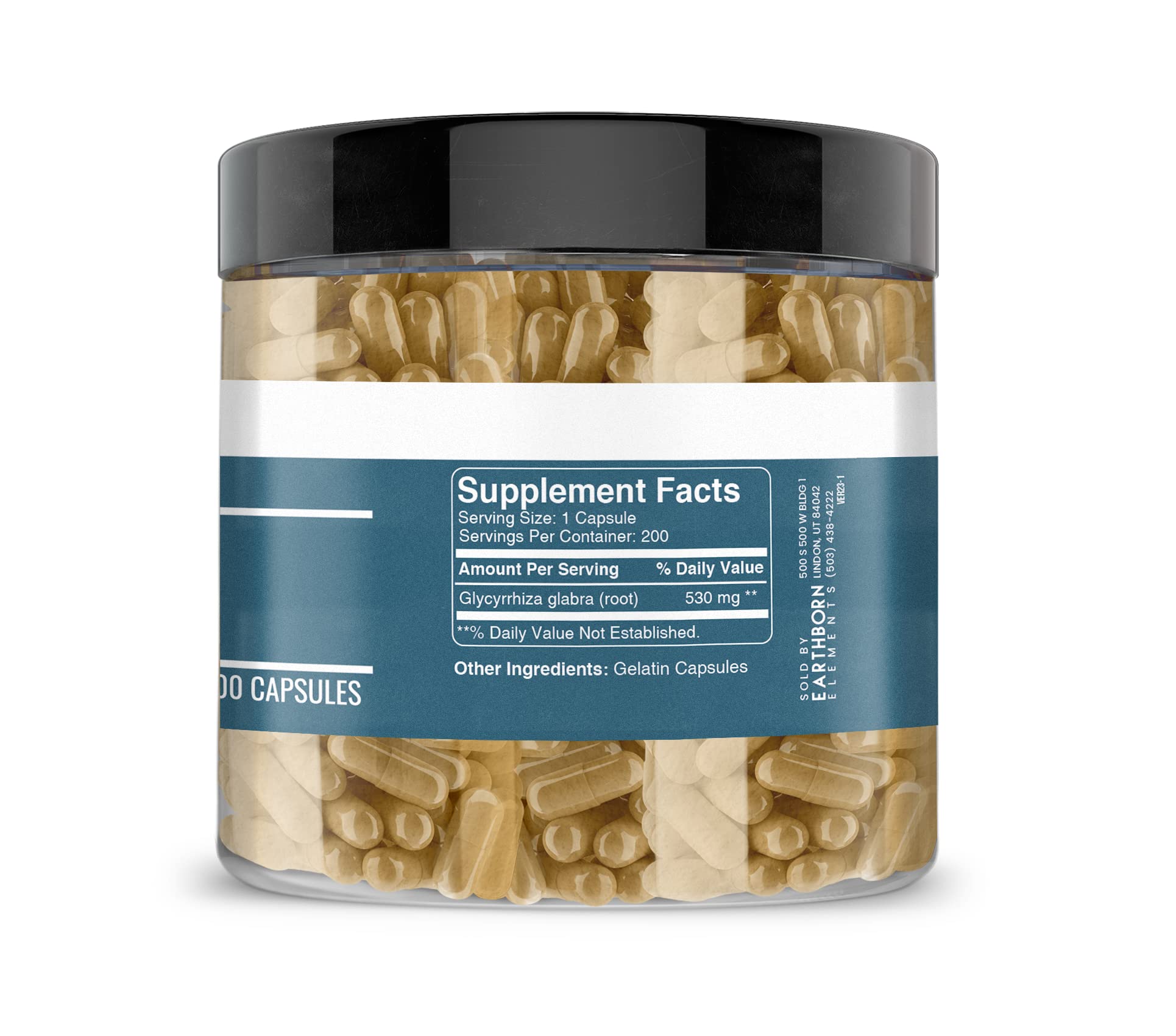 Close-up of Earthborn Elements Licorice Extract Capsules