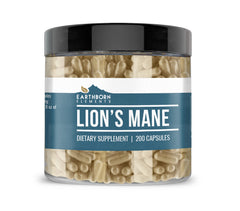 Earthborn Elements Lion’s Mane 200 Capsules bottle on a clean surface
