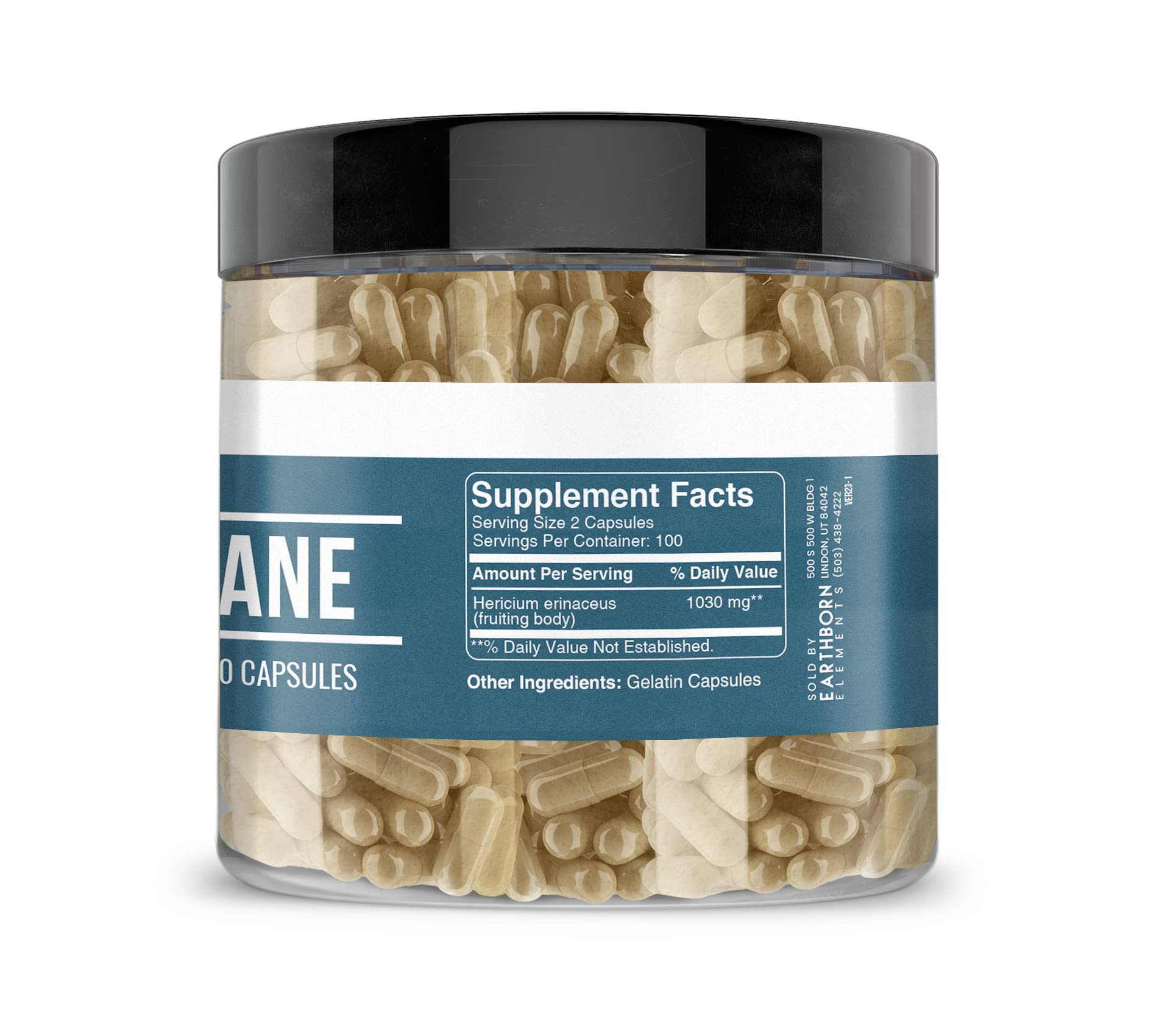 USA-encapsulated Lion’s Mane capsules from Earthborn Elements