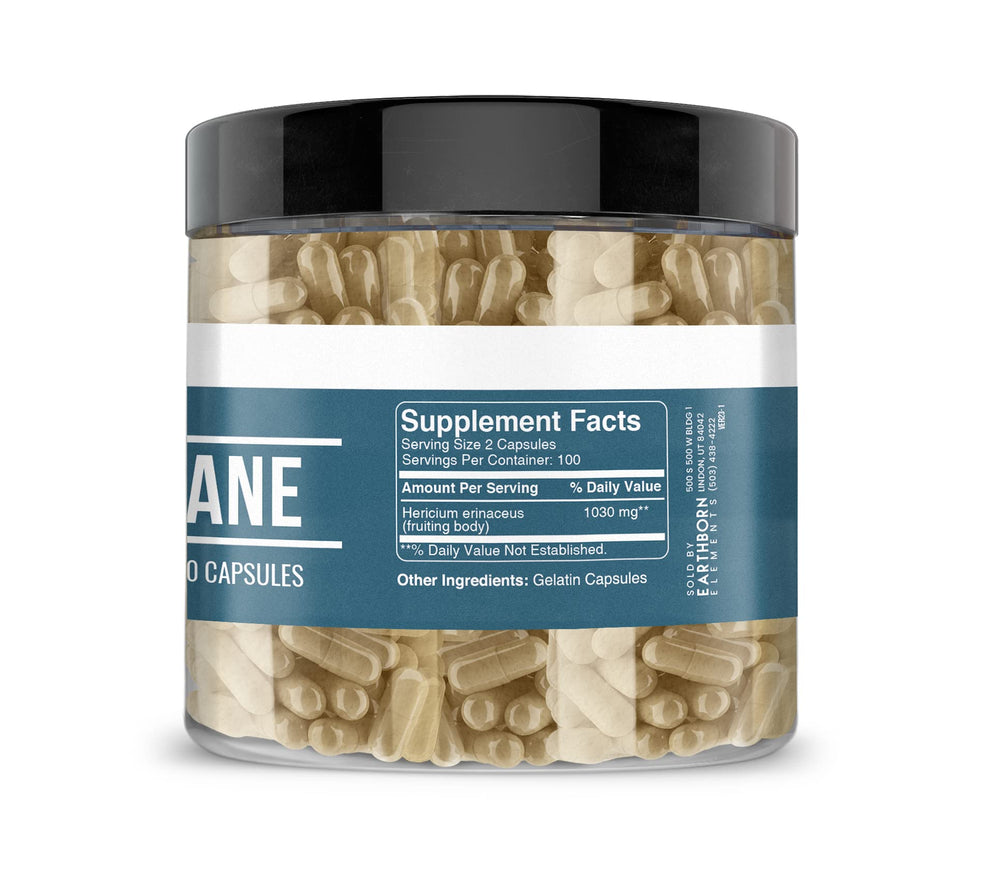 USA-encapsulated Lion’s Mane capsules from Earthborn Elements