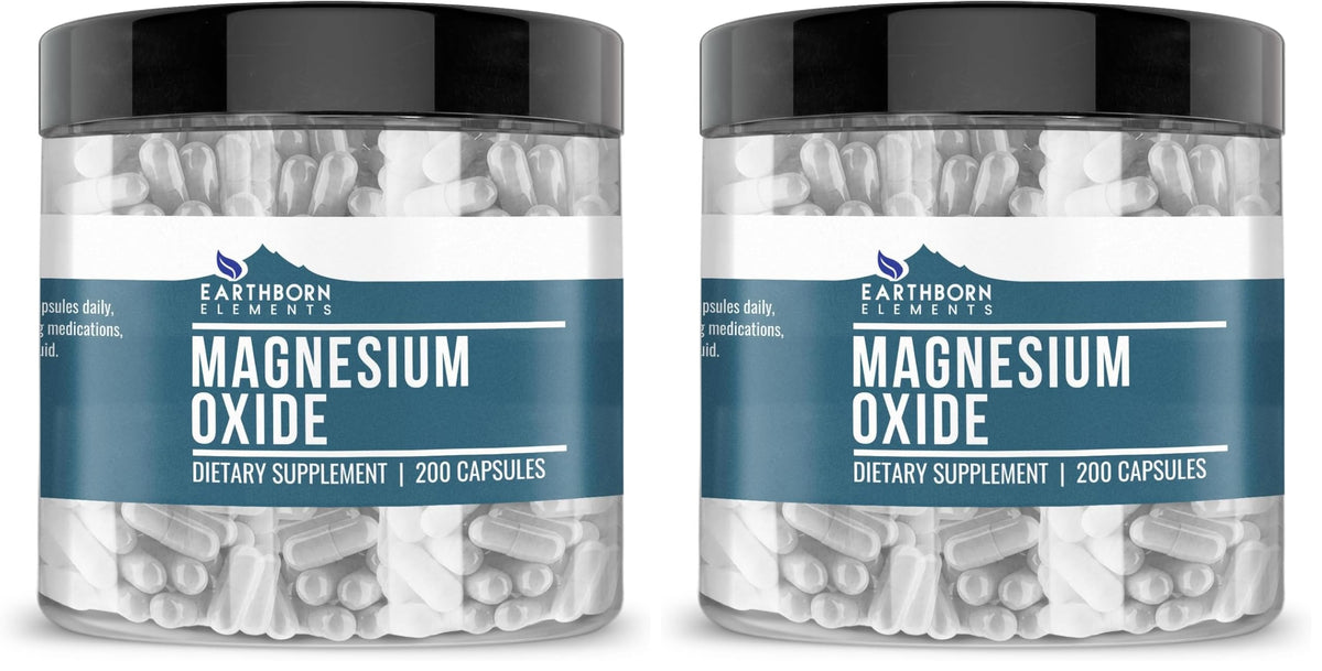 Earthborn Elements Magnesium Oxide 200 capsules per pack 2-pack front label