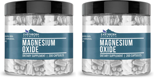 Earthborn Elements Magnesium Oxide 200 capsules per pack 2-pack front label