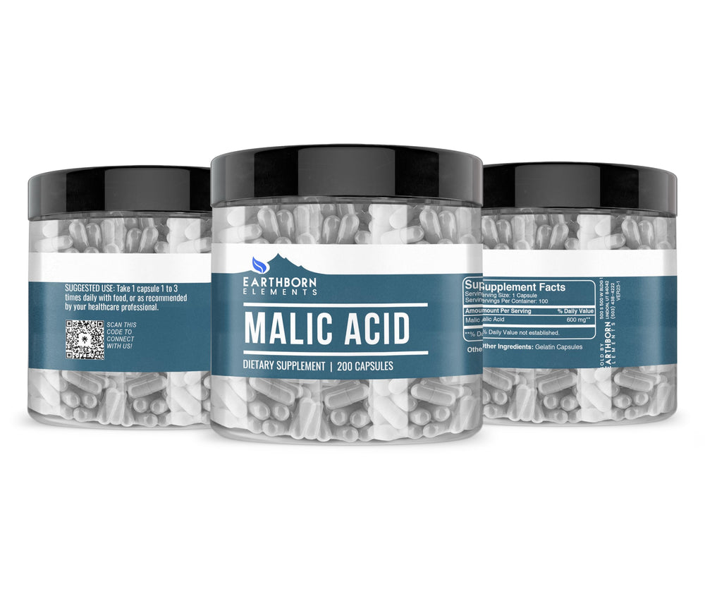 Close-up of Earthborn Elements Malic Acid label
