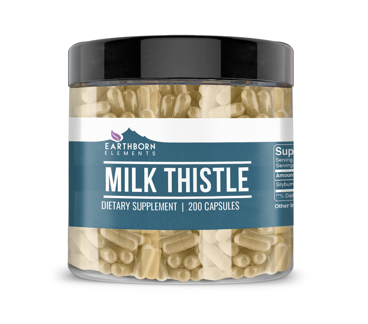 Earthborn Elements Milk Thistle 200 Capsules bottle and label