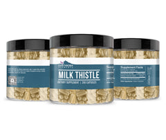 Natural color variation of Milk Thistle capsules