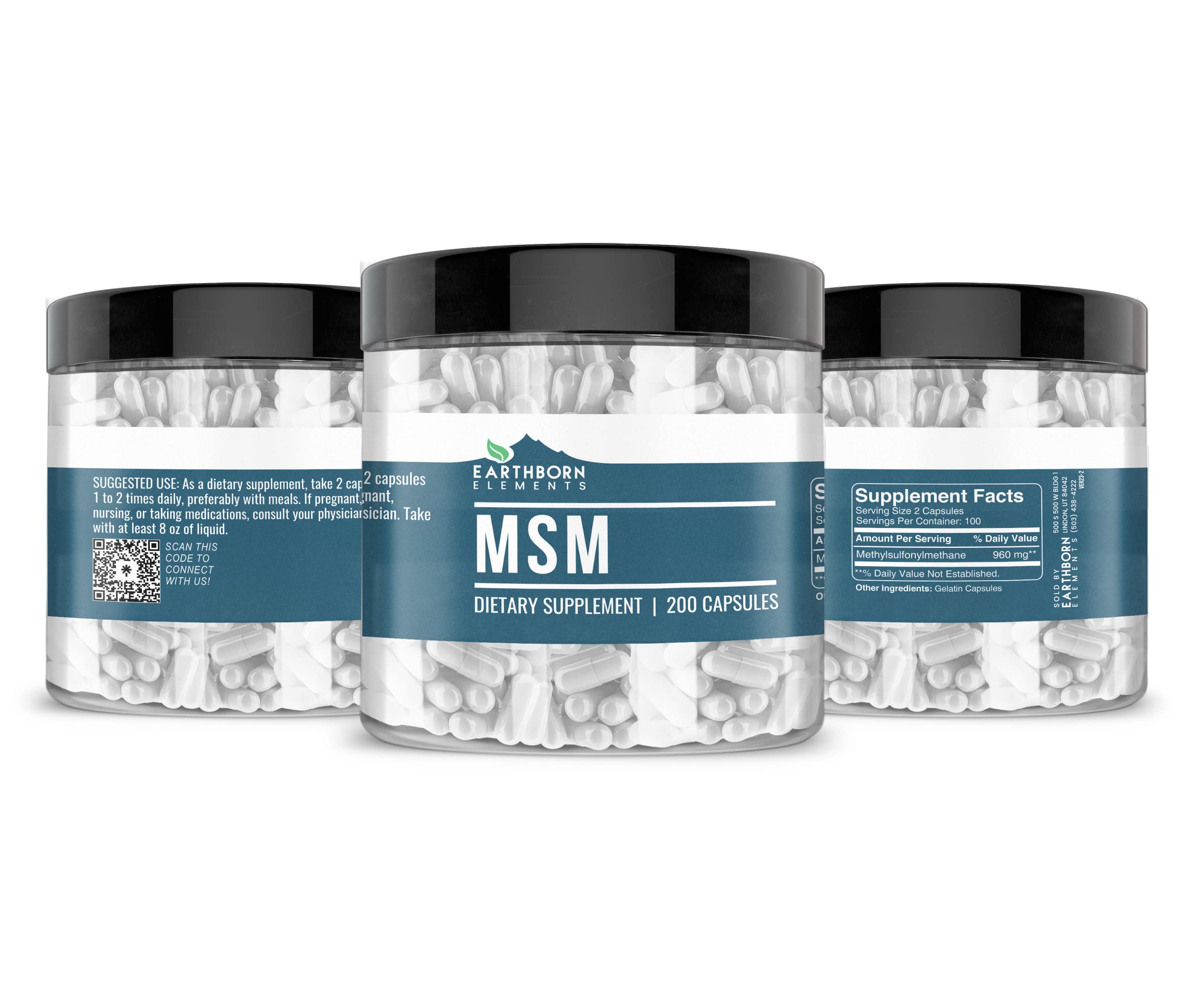 Non-GMO MSM dietary supplement by Earthborn Elements