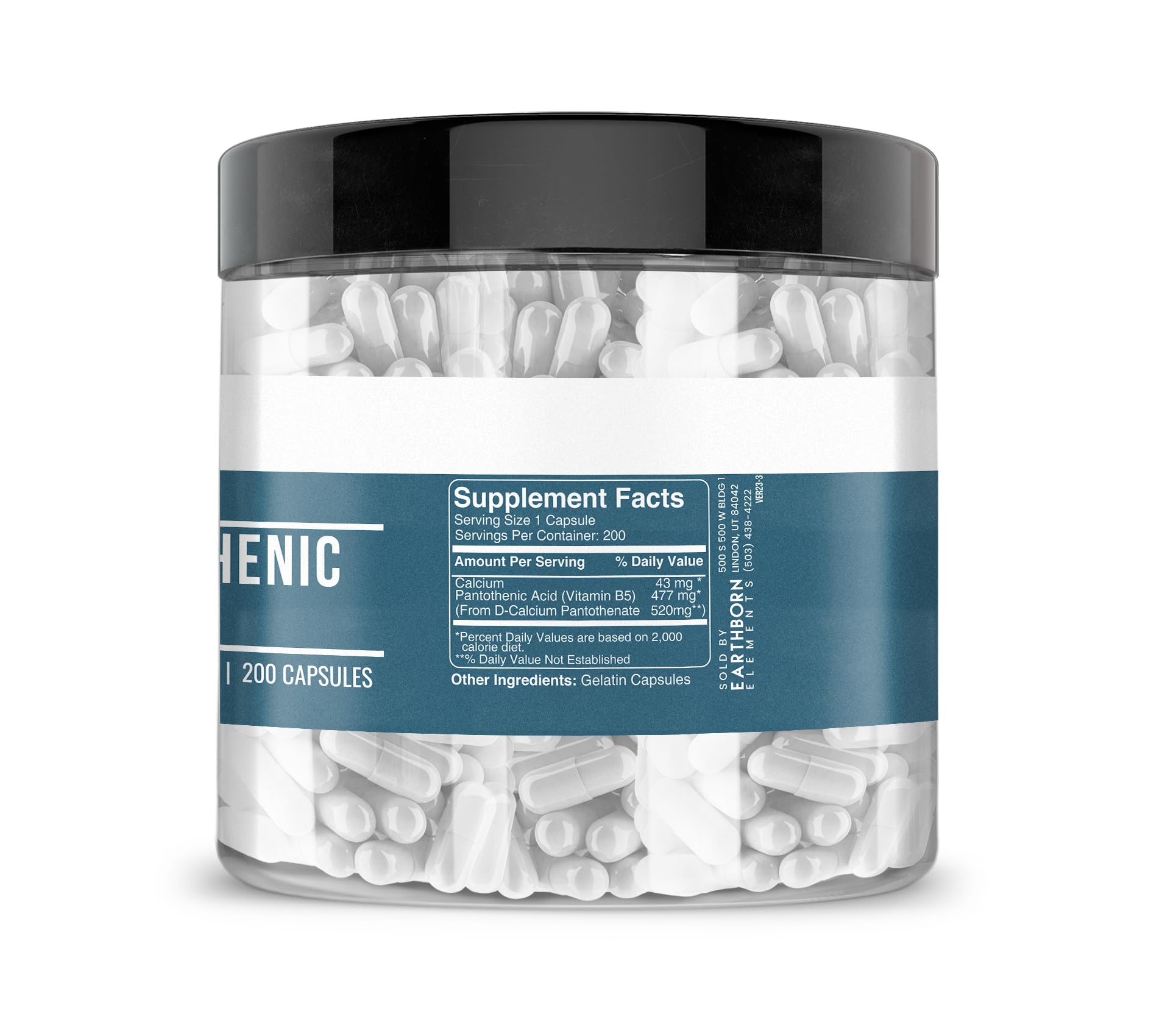 Pure and undiluted Pantothenic Acid capsules - no additives