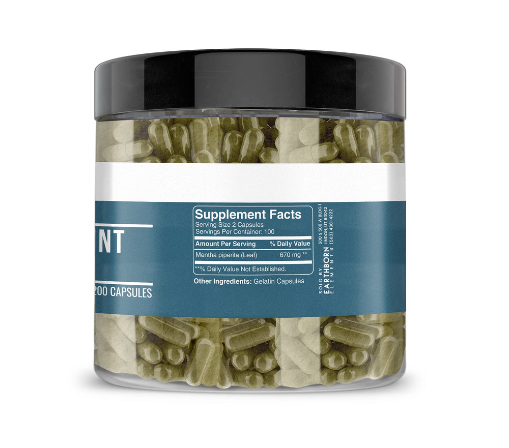 Peppermint Leaf Capsules showing purity and absence of additives