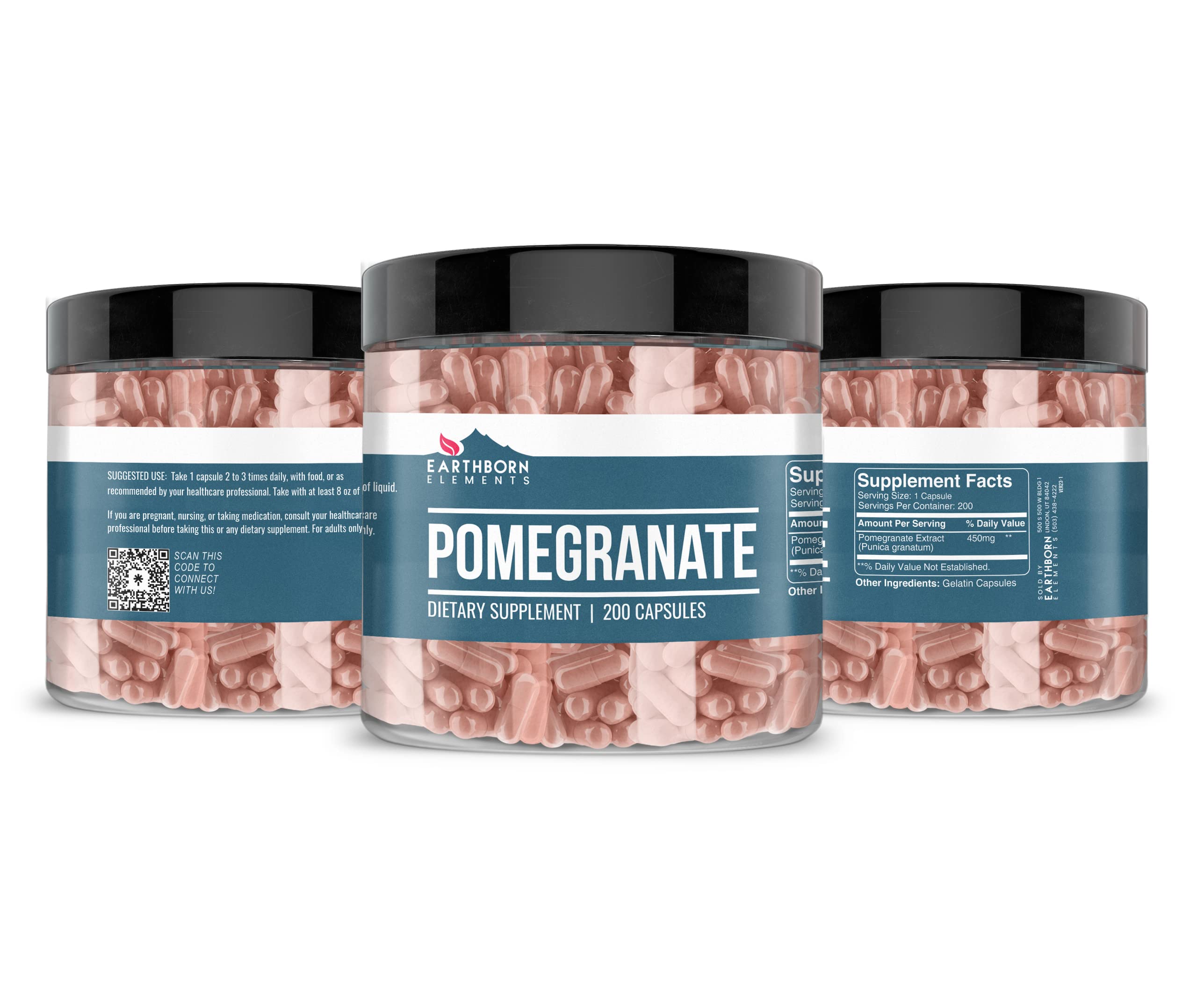 Close-up of Earthborn Elements Pomegranate capsules