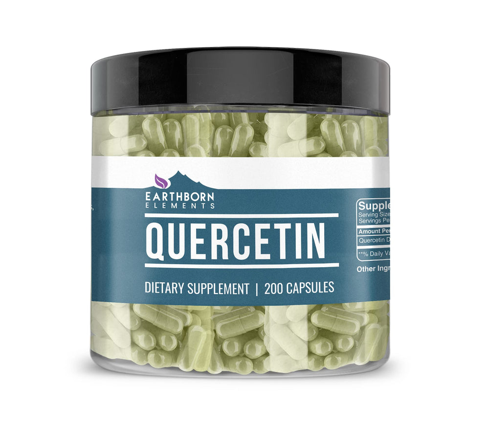 Earthborn Elements Quercetin 200 capsules bottle on countertop