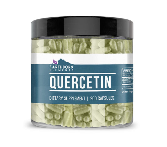 Earthborn Elements Quercetin 200 capsules bottle on countertop