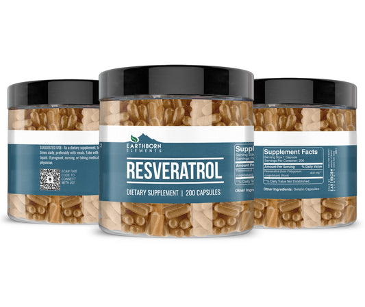 Close-up of Earthborn Elements Resveratrol capsules