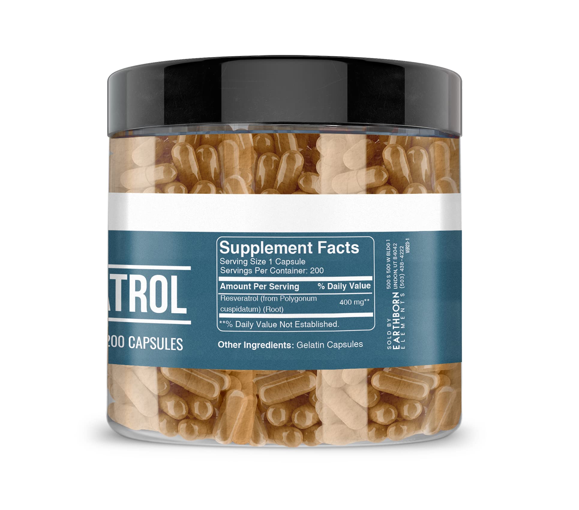 Resveratrol capsules encapsulated in the USA
