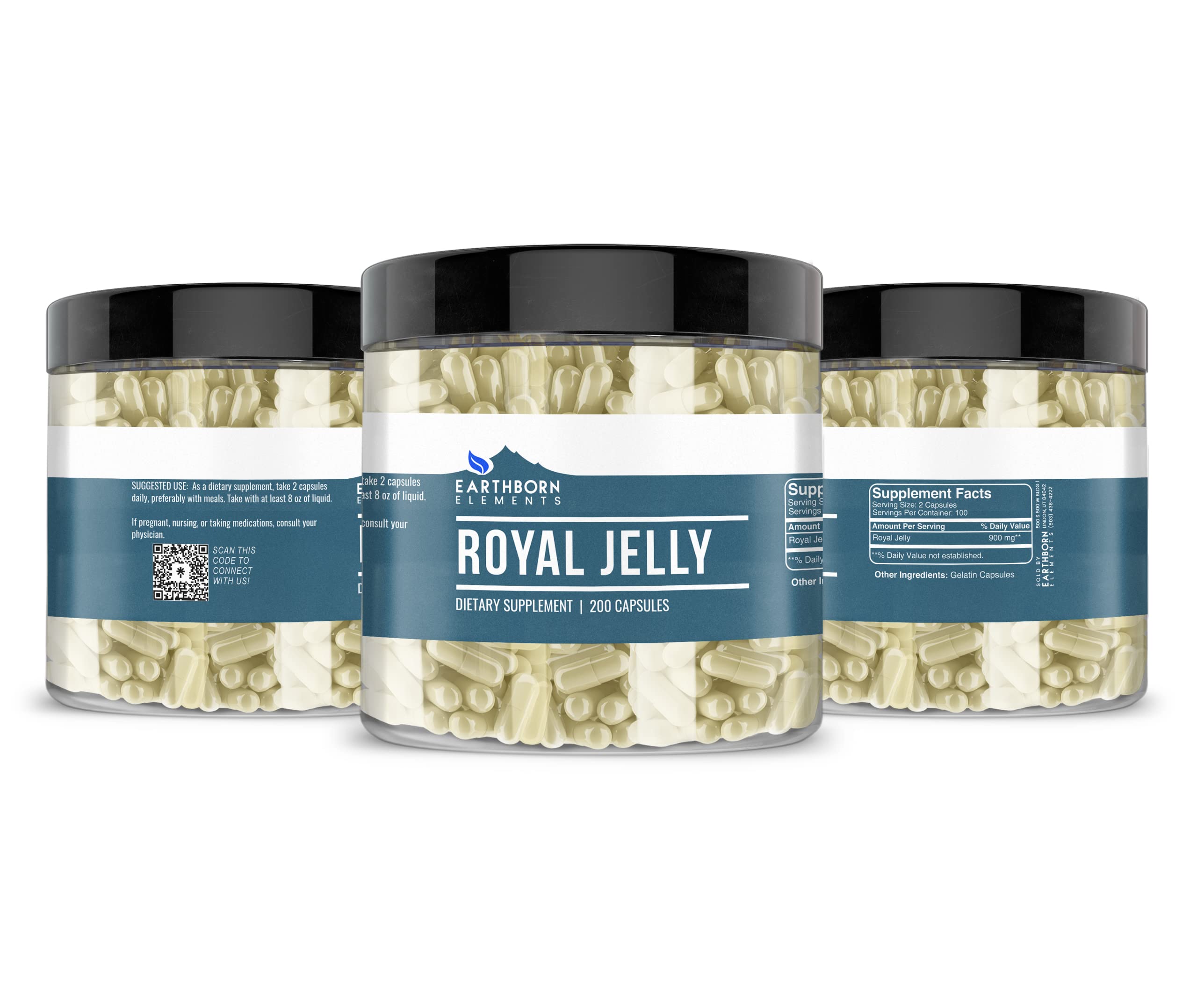 Ingredients and absence of fillers or preservatives highlighted for Earthborn Elements Royal Jelly
