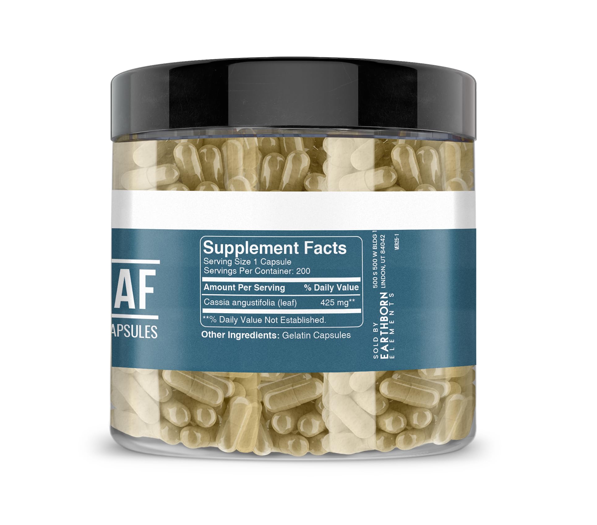 Senna leaf extract capsules close-up