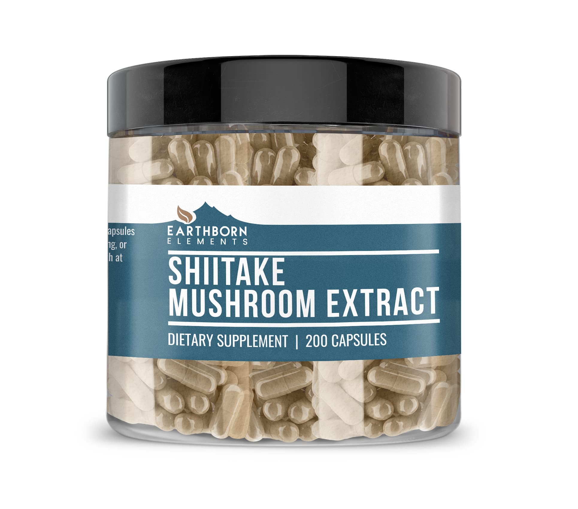 Earthborn Elements Shiitake Mushroom Extract 200 Capsules bottle front view