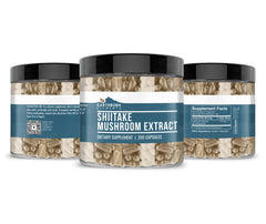 Close-up of Earthborn Elements shiitake mushroom extract capsules