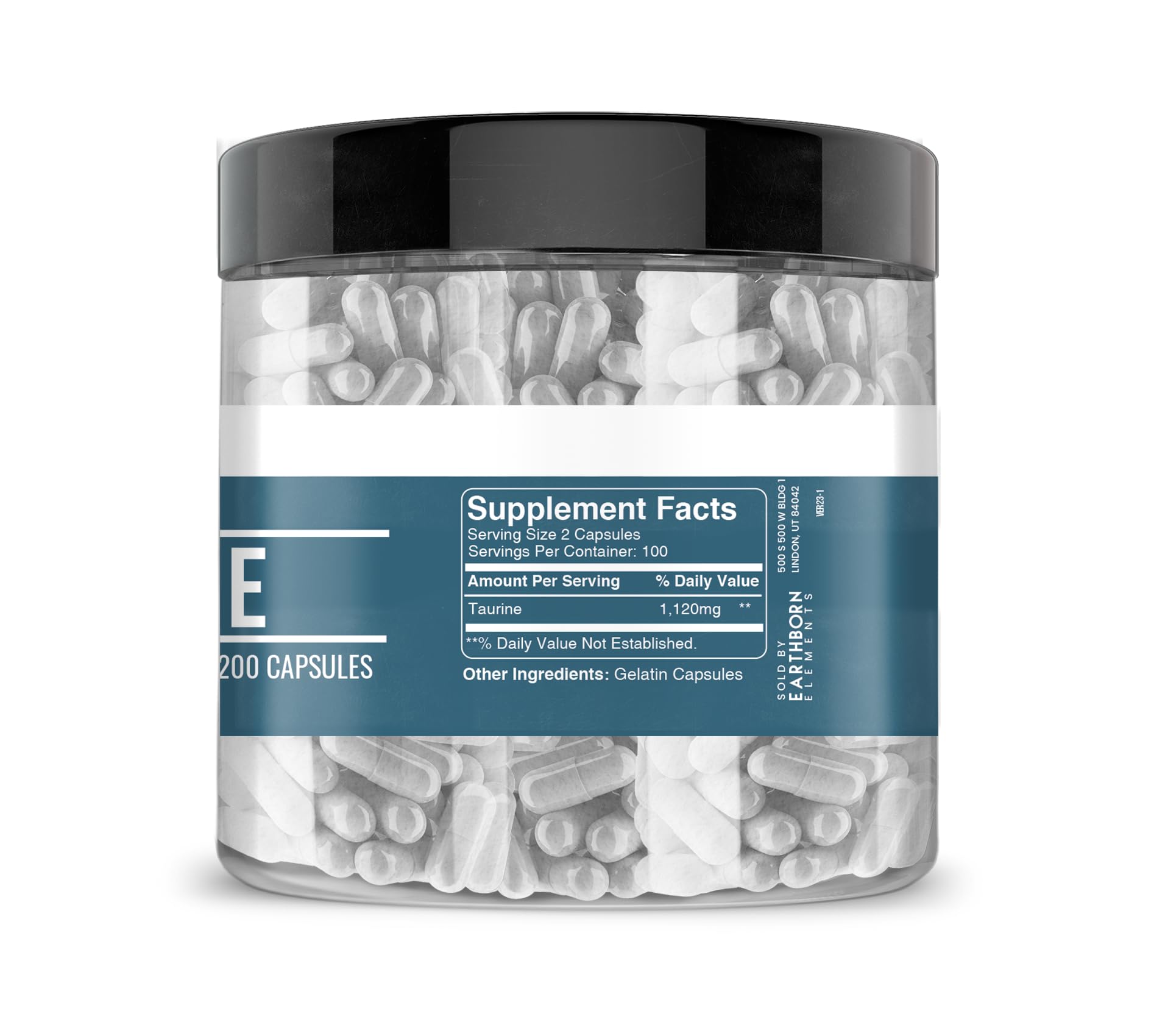 Close-up of Taurine capsules