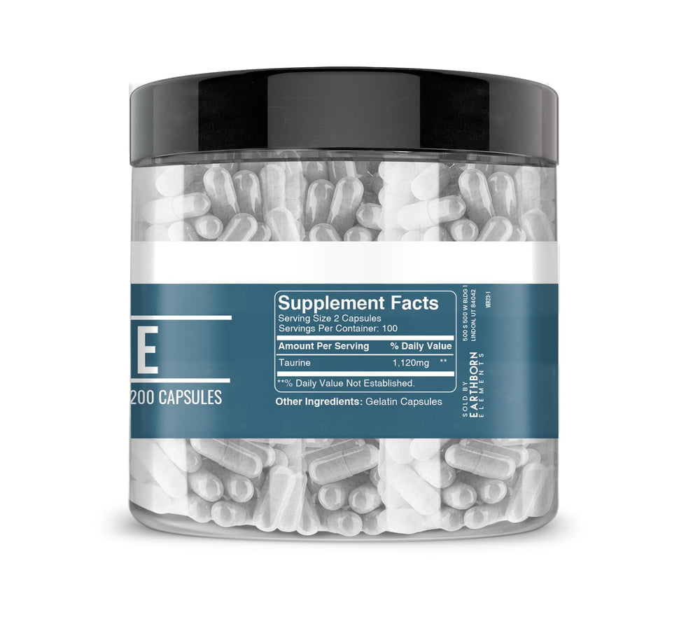 Close-up of Taurine capsules