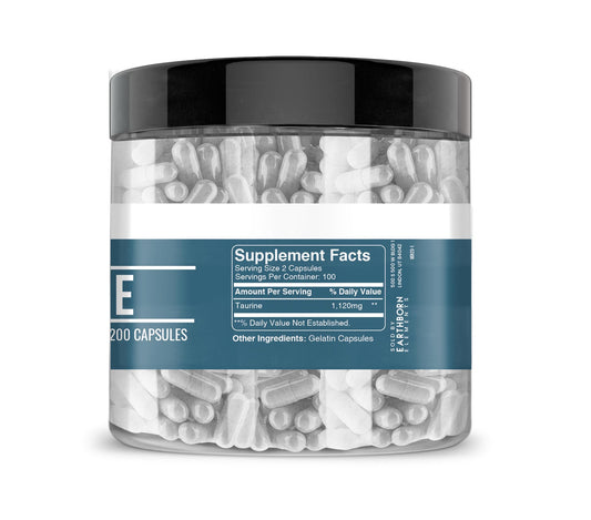 Close-up of Taurine capsules