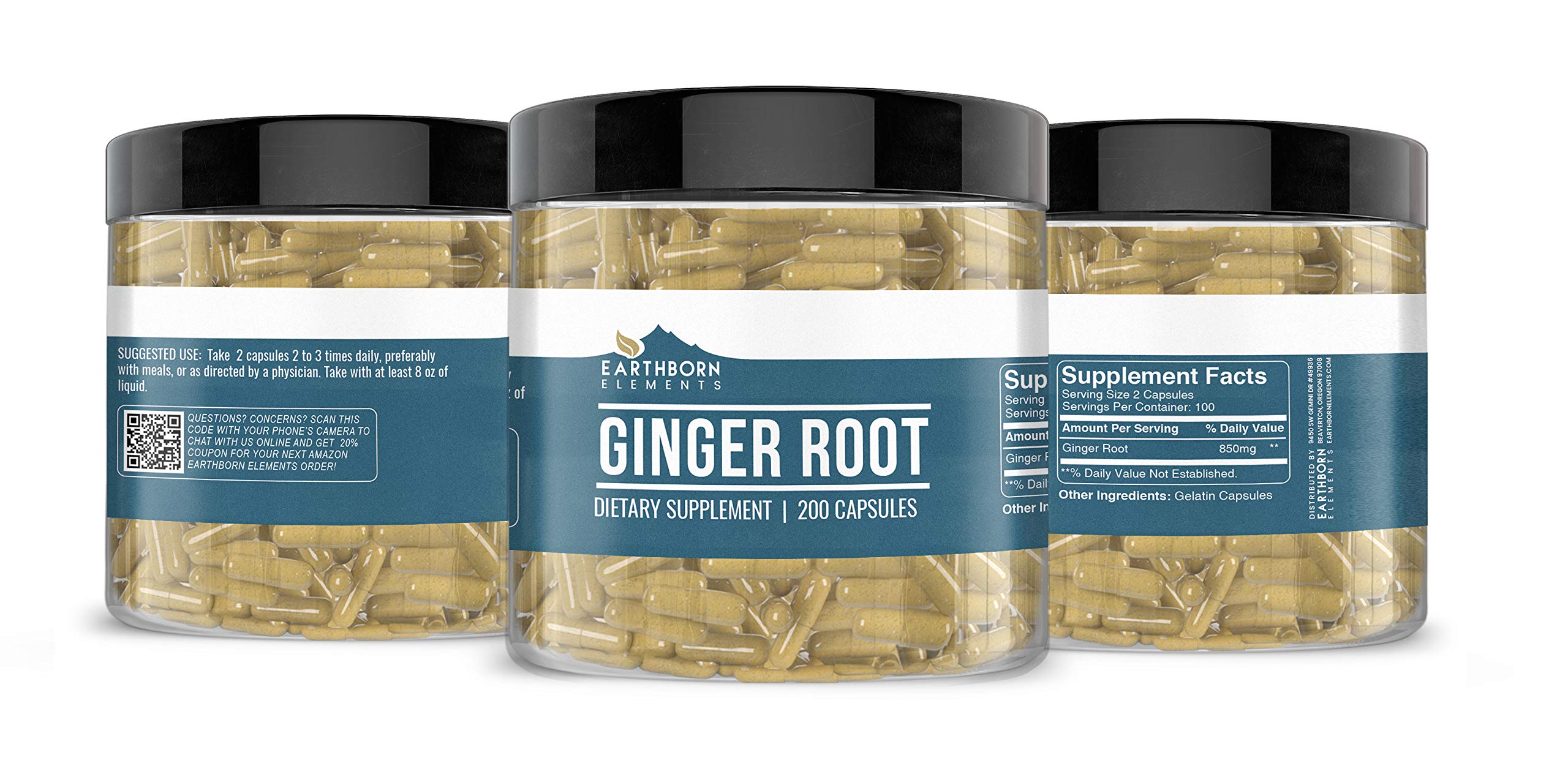 Ginger Root capsules encapsulated in USA