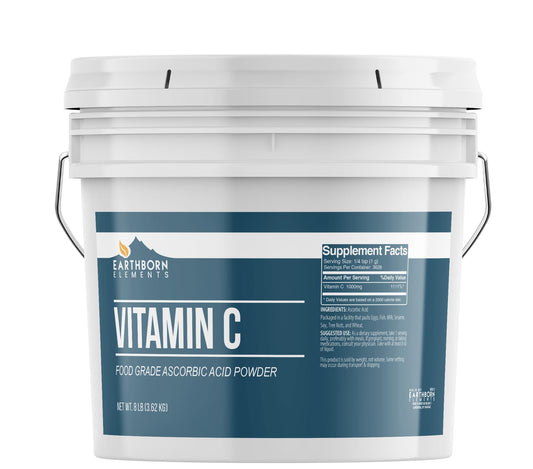 Earthborn Elements Vitamin C powder in a resealable 1-gallon bucket